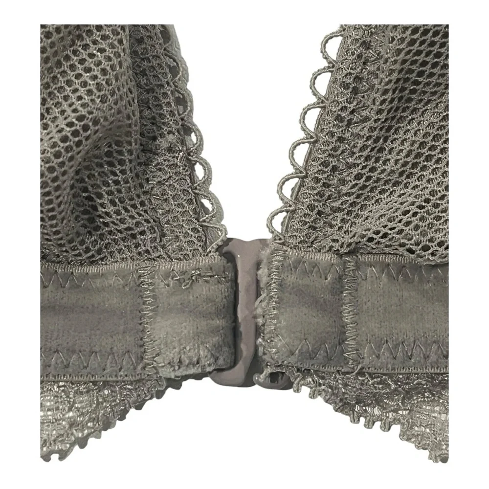 Victoria’s Secret XL front clasp grey lace bralette EUC - Picture 9 of 13